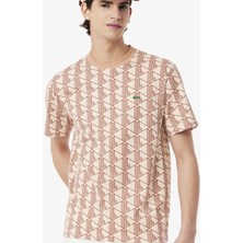 Lacoste Classic Fit Monogram T-Shirt Erkek Bisiklet Yaka Tişört Kiremit