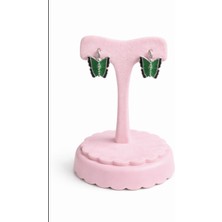 Miraç Gümüş Takı Atölyem 925 Ayar Gümüş Kelebek Detaylı Mineli Kız Çocuk Küpesi