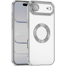 iPhone 17 Air Kılıf Kamera Korumalı Logo Gösteren Zore Omega Kapak - Gümüş