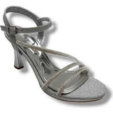 Erbay 88-26 Simli Şerit Bant Taşlı Ince Topuk Kadın Sandalet