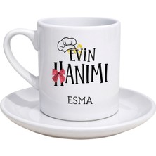 Myworldorganization Evin Hanımı ve Kişiye Özel Isim Soyisim Yazılı Baskılı Kupa Bardak, Özel Tasarım Baskılı  Kahve Fincanı