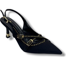 Gedik Pasha 2034-26 Keten Zımbalı Arkası Açık Kadın Stiletto