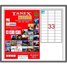 Tanex Etiket 63,5X25,4 A4 Lazer Etiket - 15 Adet