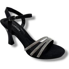 Erbay 84-26 Simli 3 Bant Taşlı Ince Topuk Kadın Sandalet