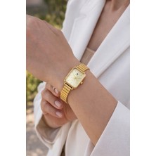 Boris Accessory Kadın Altın Elegant Dikdörtgen Kasa Kol Saati - Şık & Minimal