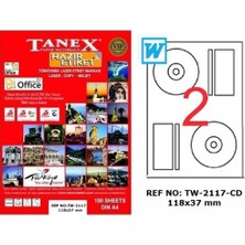 Tanex Etiket TW-2117 CD Etiketi 118X37MM A4 Lazer Etiket - 15 Adet