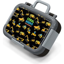 Coral High Kids Siyah Iş Makinaleri Desenli Paslanmaz Çelik Beslenme Kabı 39225