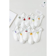 Hitit Socks Kadın 10 Çift Hayvan ve Meyve Desenli Yüksek Pamuklu Görünmez Babet Çorap