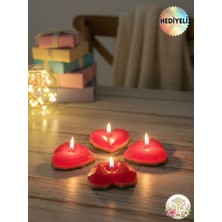 Kalp Şeklinde Karpuz Mum Dekoratif 4 Adet (Soya Wax-Jel Mum)