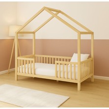 BRK Design Montessori Ahşap Çocuk Yatak Çatılı Ayaklı