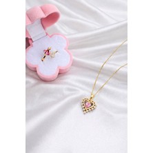 Gözde Aksesuarım Inci Detaylı Kalp Kolye Ile Yüzük Seti Çelik