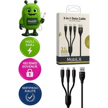 Renklime 3-In-1 Data Kablosu – 3.1A Hızlı Şarj | Type-C + Lightning + Micro USB | Model: Mu-04