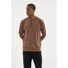 Kly Yeni Sezon Erkek Midi Yaka Şık Tasarım Pijama Takımı