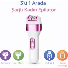 Qasul Şarjlı Kadın Epilatör Seti Tüy Alma ve Nasır Temizleme Aleti USB Şarjlı Dijital Göstergeli