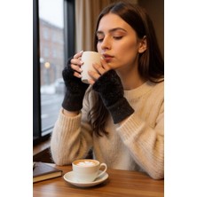 Hitit Socks Kadın 1 Çift Kışlık Parmaksız Termal Esnek Polarlı Peluş Eldiven