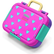 Coral High Kids Neon Pembe Su Yeşili Kalp Desenli Paslanmaz Çelik Beslenme Kabı 39212