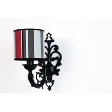  massarelli Lugus Tekli Aplik Siyah-Kırmızı-Siyah Çizgili