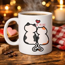 Be Mine Sevimli Kedili Porselen Kupa Model 40 – Aşık Kediler Tasarımlı Sevgiliye Özel Kahve K