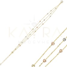 Kayra Mücevher Dorika Üç Sıra Altın Bileklik AÇB38