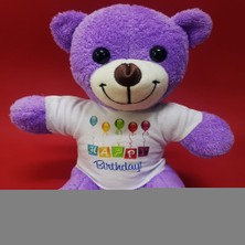 Najmaddin Happy Birthday Tişörtlü Peluş Mor Ayıcık