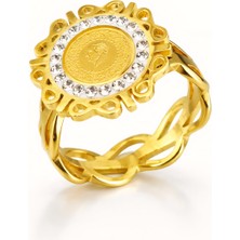 Formzen 316L Paslanmaz Çelik Çeyrek Görünümlü Yüzük – Taş Detaylı Şık ve Dayanıklı Tasarım