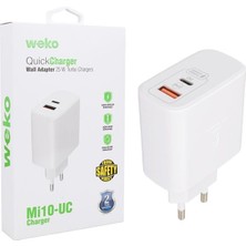 Najmaddin Weko WK-21446 S11-UC 25 Watt 3.0 Amper Type-C + USB Telefon Şarj Başlık Adaptörü