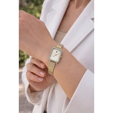 Boris Accessory Gümüş Taşlı Dikdörtgen Kasa Kadın Kol Saati - Çift Renk & Gümüş Kordon - Şık & Zarif Tasarım