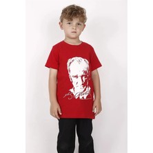 Cakkey Unısex 23 Nisan 29 Ekim 10 Kasım 19 Mayıs Gösteri Kostüm Atatürk Baskılı Kırmızı Kısa Kol T-Shırt