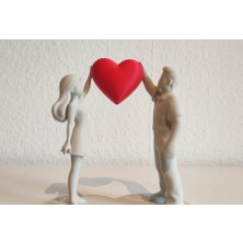 Razmo Sevgililer Günü Özel Tasarım Biblo Kişiselleştirilebilir El Yapımı Aşk Heykeli Havada Uçan Balonlu Romantik Dekoratif Figür Connected By Love – Valentine’s Day Sculpture