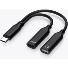 Pmr Type-C Kulaklık Jack ve Şarj Adaptörü 60W Hızlı Şarj Destekli 2in1 Splitter