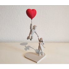 Razmo Kendin Yap Sevgiliye Özel Dekoratif Biblo Seti Havada Uçan Balonlu Aşk Temalı Figür Kişiselleştirilebilir Boyanablilr Romantik Hediyelik - Floating Love Illusion – Valentine’s Day Sculpture