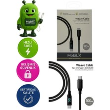 Renklime 100W Type-C To Type-C Örgülü Şarj ve Data Kablosu – Model: Mu-07 | Dijital Ekranlı