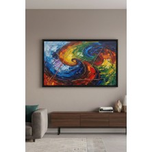Safir Design Çok Renkli Soyut Girdap Desenli Modern Çerçeveli Tablo Çerçeveli Tablo