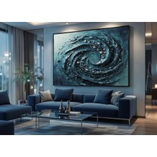 Safir Design Mavi ve Antrasit Tonlarında Modern Soyut Çerçeveli Tablo