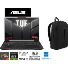 Asus tuf Gaming A16 FA607NUG-RL211 6gb RTX4050 140W Amd Ryzen 7 7445HS 24GB Ram 512GB SSD 16 Inç Fhd+ 144Hz W11 Pro Duddi Çanta