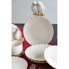 Heda Porselen Derya 6 Parça Altın Yaldız Porselen Pasta Tabağı