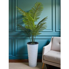 Neşeli Çiçekler Yapay Ağaç Areka Palmiye Bitkisi 8 Yaprak 155CM Plastik Saksıda Yapay Salon Çiçeği Hediyelik