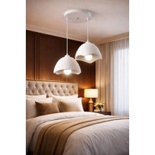 Pamuk's Design Ikili Beton Görünümlü Şapka Avize Sarkıt Loft Stil Modern, Vegan, Çevre Dostu, Salon Mutfak