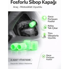 Ecuy Fosforlu Araç Motosiklet Lastik Sibop Kapağı Gece Parlayan Silikon 4 Adet Universal Sibop Kapağı