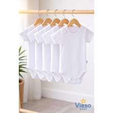Vieso 5'li Kısa Kollu Pamuklu Unisex Çıtçıtlı Body Zıbın Atlet Özel Olaylar İçin