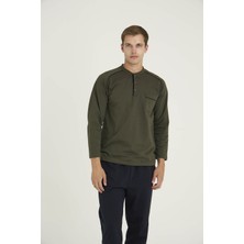 Kly %100 Pamuk Erkek Midi Yaka Pijama Takımı Şık Tasarım