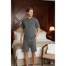 Kly Yeni Sezon Büyük Beden Midi Yaka Şortlu Lüx Tasarım Pijama Takımı