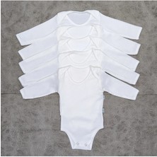 Vieso 5'li %100 Pamuk Uzun Kollu Kız Erkek Çıtçıtlı Bebek Body Zıbın Atlet