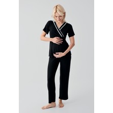 Artış Collection Kısa Kollu Emzirme Bölmeli Ayarlanabilir Bel Esnek Viskoz Hamile Pijama Takım 19217