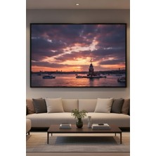 Safir Design Kız Kulesi ve Istanbul Boğazı Manzaralı Gün Batımı Temalı Çerçeveli Tablo