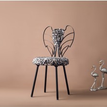 HediSelim Siyah Metal Melek Makyaj Sandalyesi