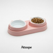 Petscape Ikili Eğimli Yüksek Plastik Kedi Mama ve Su Kabı, Gıda Sınıfı Malzeme, Bıyık Temassız, Reflü Dostu Tasarım