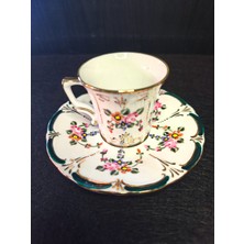 Manushum El Boyama Porselen Yasemin Türk Kahve Fincanı-Zümrüt Yeşil 1 Adet