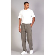 Little Cup Jeans Co  Erkek Beli Lastikli Süper Rahat Tensel Kumaş Haki Baggy Pantolon