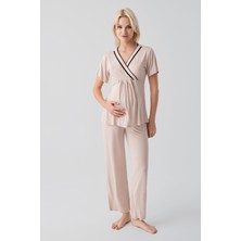 Artış Collection Kısa Kollu Emzirme Bölmeli Ayarlanabilir Bel Esnek Viskoz Hamile Pijama Takım 19217